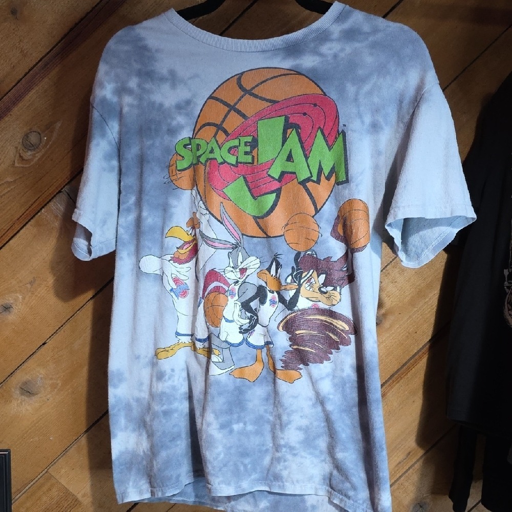 Space Jam Looney Tunes Tie Dye Graphic T-Shirt Grey‎ White Small RN 71868